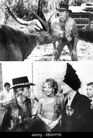 4. Januar 2021, USA: Paul Hogan, Linda Kozlowski, Montage, am Set des Films, „Crocodile Dundee“, Paramount Pictures, 1986 (Bild: © JT Vintage/Glasshouse Via ZUMA Press Wire) Stockfoto