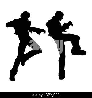 Judo-Karate-Spieler Silhouette Formen Zeichnung Vol 02 Stock Vektor