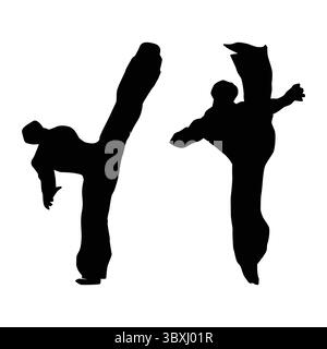 Judo Karate Fighter Game Spieler Silhouette Shape's Drawing Vol 05 Stock Vektor
