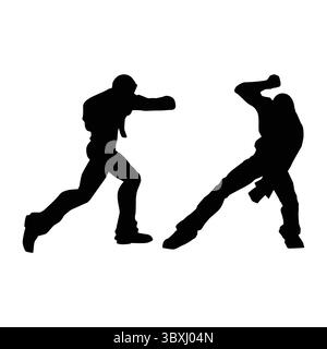 Judo-Karate-Spieler Silhouette Formen Zeichnung Vol 03 Stock Vektor