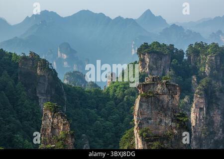 22. Mai 2013, Zhanjiajie, Provinz Hunan, China: Quarzit-Sandsteinsäulen im Tianzi-Gebirge im Steinwald des Zhangjiajie National Forest Park, China. (Kreditbild: © Jon G. Fuller/VW Pics via ZUMA Press Wire) Stockfoto