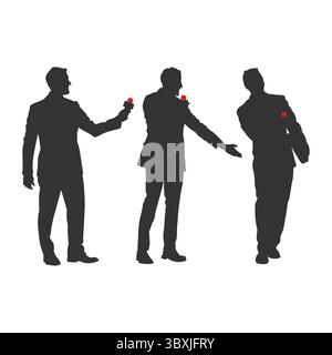 Männlicher Nachrichtenreporter, der Nachrichten meldet, Anchor, Verankerung der schwarzen Silhouette Illustration vol 02 Stock Vektor