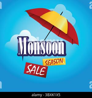 Monsun Saison Sale Post, Banner, Illustration vektorbasierte Zeichnung Vol 01 Stock Vektor