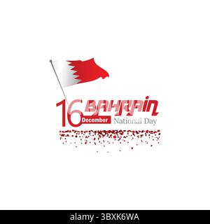 Nationalfeiertag. 16. Dezember, Happy National Day of Bahrain Vektor Illustration Vol. 02 Stock Vektor