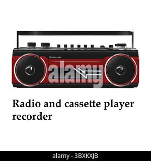 Radio- und Kassettenspieler Recorder Illustration vektorbasierte Zeichnung Vol 01 Stock Vektor