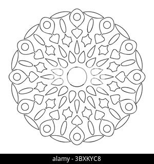 Abstrakt, Vektor, Kunst, Schwarzweiß, Boho, Rund, Dekorativ, Design, Digital, Doodle, Zeichnung, Blumen, Blume, Geometrisch, Abbildung, Linie Stock Vektor