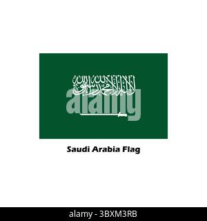 Saudia Arabien Flagge, Saudia Arabien Karte Illustration auf weißem Hintergrund Vol 01 Stock Vektor