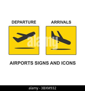 Satz von Flughafenschildern Icon Vektor Illustration Vol 05 Stock Vektor