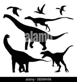 Set von Dino-Ikonen, ideal für prähistorische und Dinosaurier-Themen - flache Vektor-Illustration Vol 01 Stock Vektor