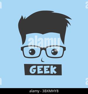 Geek Cartoon Charakter Avatar Vektor Grafik Illustration Stockfoto