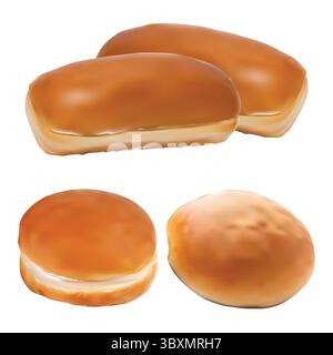Satz der Illustration von Milchbrötchen Vektor Zeichnung Vol 01 Stock Vektor
