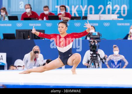 27. Juli 2021: Sunisa Lee (395) aus den Vereinigten Staaten tritt beim Finale der Olympischen Spiele 2020 im Ariake Gymnastikzentrum in Tokio auf. Daniel Lea/CSM}(Kreditbild: &Copy; Daniel Lea/CSM via ZUMA Wire) Stockfoto
