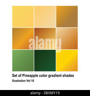 Satz von Ananas Farbverlaufsschattierungen Illustration Vol. 16 Stock Vektor