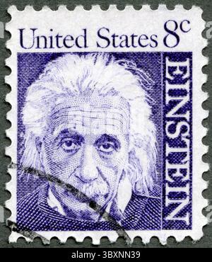 USA - UM 1966: Eine in den USA gedruckte Briefmarke zeigt Albert Einstein (1879–1955), Physiker, um 1966 Stockfoto