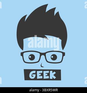 Geek Cartoon Charakter Avatar Vektor Grafik Illustration Stockfoto