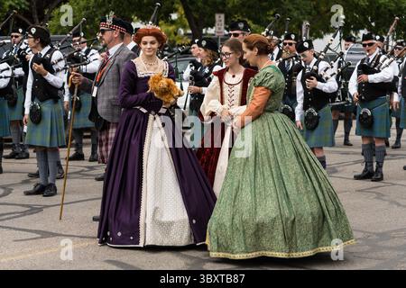 September 2021, Moab, Utah, Vereinigte Staaten: Mary, Königin von Schotten, mit ihren Ladys auf einem schottischen Festival in Moab, Utah. (Kreditbild: © Jon G. Fuller/VW Pics via ZUMA Press Wire) Stockfoto