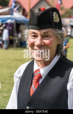 18. September 2021, Moab, Utah, USA: Ein weibliches Mitglied einer Pipe-Band in ihrer Glengarry-Kappe bei einem schottischen Festival in Moab, Utah. (Kreditbild: © Jon G. Fuller/VW Pics via ZUMA Press Wire) Stockfoto