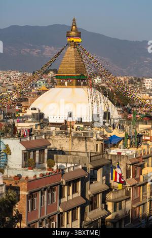 10. Februar 2015, Kathmandu, Provinz Bagmati, Nepal: Die Boudhanath Stupa im tibetischen Stil im Boudha-Teil der Stadt Kathmandu, Nepal. (Kreditbild: © Jon G. Fuller/VW Pics via ZUMA Press Wire) Stockfoto