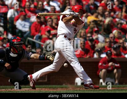 5. April 2008: Albert Pujols, der erste Baseman der St. Louis Cardinals, tritt am Samstag, 5. April 2008, im Busch Stadium in St. Louis, Missouri gegen die Washington Nationals auf. Die Kardinäle gewannen mit 5:4. (Anthony Souffle/St. Louis Post-Dispatch/MCT) (Credit Image: © Anthony Souffle/St Louis Post-Dispatch via ZUMA Press Wire) Stockfoto