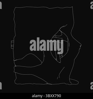 Ein menschliches Schädelfragment mit einem Auge, das innere Augenstruktur in weißer Linienkontur auf schwarzem Hintergrund zeigt. Vektor-Illustration mit Clean Stock Vektor