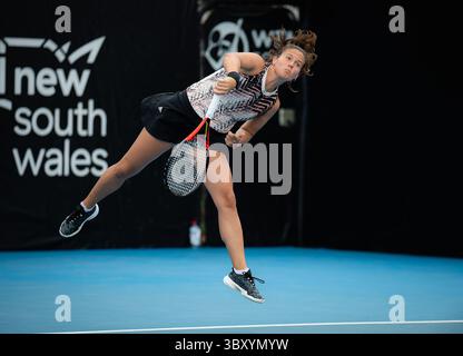 12. Januar 2022, SYDNEY, AUSTRALIEN: Daria Kasatkina aus Russland in Aktion während der zweiten Runde des Sydney Tennis Classic WTA 500 Tennisturniers 2022 gegen Elise Mertens aus Belgien (Bild: © Rob Prange/AFP7 Via ZUMA Press Wire) Stockfoto