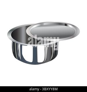 Edelstahl Patila/Tope mit Deckel Illustration weißer Hintergrund Stock Vektor