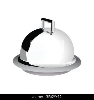 Edelstahl Patila/Tope mit Deckel Illustration weißer Hintergrund Stock Vektor