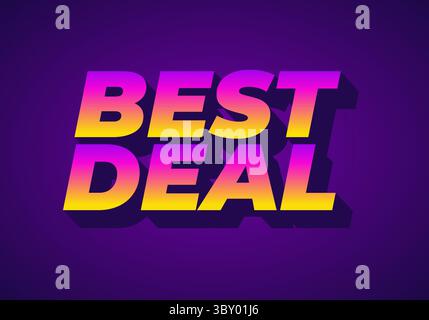 Auffällige Textgrafik mit den Worten BEST DEAL in einem leuchtenden Farbverlauf von Gelb bis Rosa auf lila Hintergrund, die ein Werbeangebot unterstreicht Stock Vektor