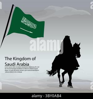 Das Königreich Saudi-Arabien Mann, der in der Wüste wandert Illustration Vol. 01 Stock Vektor
