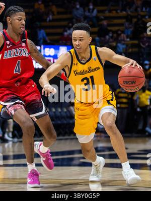 23. Januar 2022 Berkeley, CA USA, der kalifornische Garde Jordan Shepherd (31) geht während des NCAA Men's Basketball Spiels zwischen Arizona Wildcats und den California Golden Bears zum Basketball. Die Wildcats schlugen Kalifornien 96-71 im Hass Pavilion Berkeley Kalifornien Thurman James/CSM(Credit Image: &Copy; Thurman James/CSM via ZUMA Wire) Stockfoto