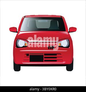 Vektor realistische 3D-Illustration rotes Auto mit Steigungen und Vorderansicht A Stock Vektor