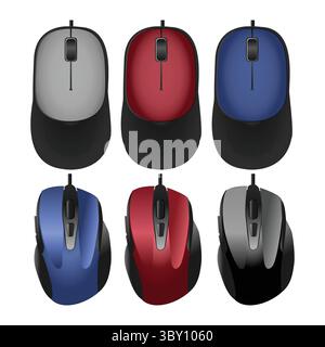 Kabellose Bluetooth Side Scroll Mouse Illustration vektorbasierte Zeichnung Vol 01 Stock Vektor