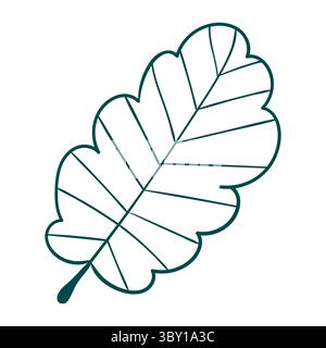 Grüne Umrisszeichnung Eines stilisierten Blatts. Filigrane Cartoon-Umrisse. Niedliches Naturkraut, perfekt für Einladungen, Karten, Poster, Feiertage, Aufkleber Stock Vektor