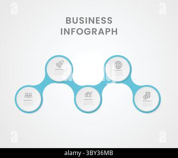 5-Kreis-Meilenstein Business Infogrpah Unternehmenszeitachse Stock Vektor