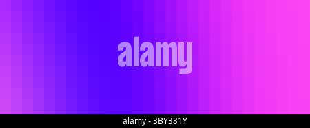 Langes Banner. Heller verlaufender Hintergrund - heiße rosa Farbe, die sich in Marineblau verwandelt, Pixel-Mosaikfliese. Kopierbereich Stockfoto