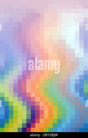 Regenbogen-Farbverlauf Hintergrund Pixel Mosaik Kachel. Kurvenmuster Stockfoto