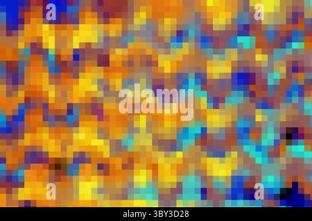Pixelmosaikfliese. Schöner gelbblauer Hintergrund für Werbung und Verkauf von Waren für Kinder Stockfoto