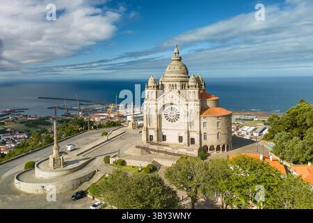 Luftfahrt des Heiligtums Santa Luzia in Viana do Castelo, Portugal Stockfoto
