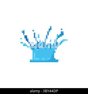 Mosaik-Pixel-Splash-Symbol im abstrakten Wasserdesign mit leuchtenden Blautönen Stock Vektor