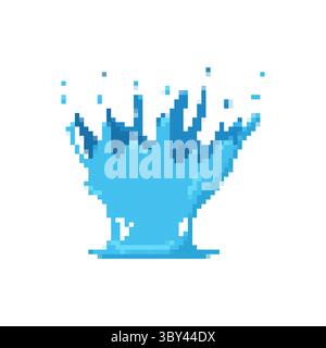 Mosaikgrafik-Symbol mit leuchtendem blauem Wasser im Retro-Videospiel-Stil Stock Vektor