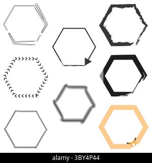 Sechseckiges Gittersymbol. Symbol für geometrisches Muster. Vektorform-Grafik. Orangefarbenes Design. Stock Vektor
