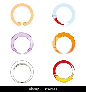 Lila Pfeilrand. Rahmen für den Konturpfeil. Kreisförmige Symbolform. Sich wiederholendes Schilderdesign. Stock Vektor