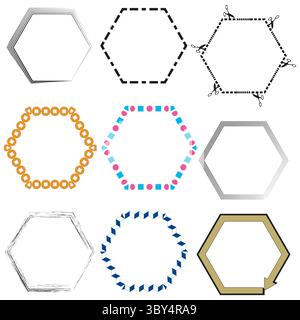 Symbol für sechseckige Kachel. Symbol für Netzwerkzelle. Vektorcluster-Grafik. Blaues Punktmuster. Stock Vektor