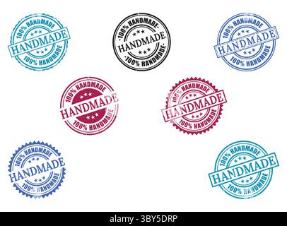Eine 100% handgefertigte Gummistempel Sammlung, Produktsiegel Vektor-Set Stock Vektor
