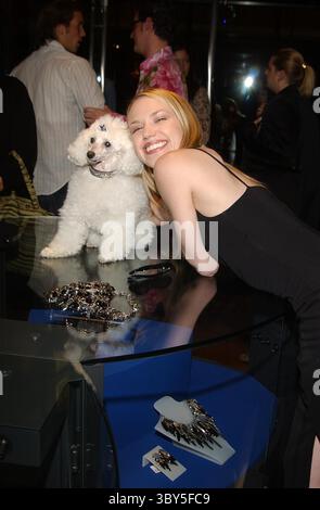APRIL 2002 - HOLLYWOOD, CA, USA - K24758AG: VOGUE NIMMT BEVERLY HILLS. SWAROVSKI UND VOGUE FEIERN DIE ELEGANZ VON DANIEL SWAROVSKI PARIS KRISTALLZUBEHÖR. SWAROVSKI GALLERY STORE, HOLLYWOOD&HIGHLAND, HOLLYWOOD, CA 18.04.2002. ADRIENNE FRANZ. AMY GRAVES/ 2002.(D) (Bild: © Amy Graves/ZUMA Press Wire) Stockfoto