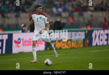 Yaounde, Kamerun, 30. Januar 2022: Achraf Hakimi aus Marokko gegen Ägypten – Afrika-Cup im Ahmadou Ahidjo-Stadion. Kim Price/CSM.(Credit Image: &Copy; Ulrik Pedersen/CSM via ZUMA Wire) Stockfoto