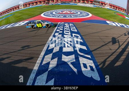 11. Oktober 2009: Jimmie Johnson gewinnt den Pepsi 500 NASCAR Sprint Cup auf dem Auto Club Speedway in Fontana, CA. (Foto: © Walter G. Arce Sr./ZUMA Press Wire) Stockfoto