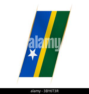 Die Flagge der Salomonen in Form eines Banners mit wehendem Effekt und Schatten. Modernes Vektordesign. Stock Vektor