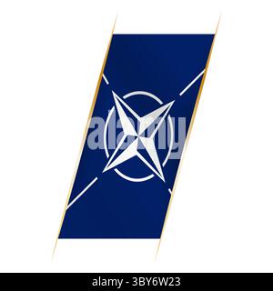 NATO-Flagge in Form eines Banners mit winkender Wirkung und Schatten. Modernes Vektordesign. Stock Vektor