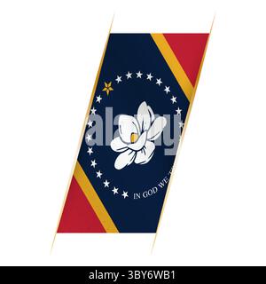 Mississippi-Flagge in Form eines Banners mit wehendem Effekt und Schatten. Modernes Vektordesign. Stock Vektor